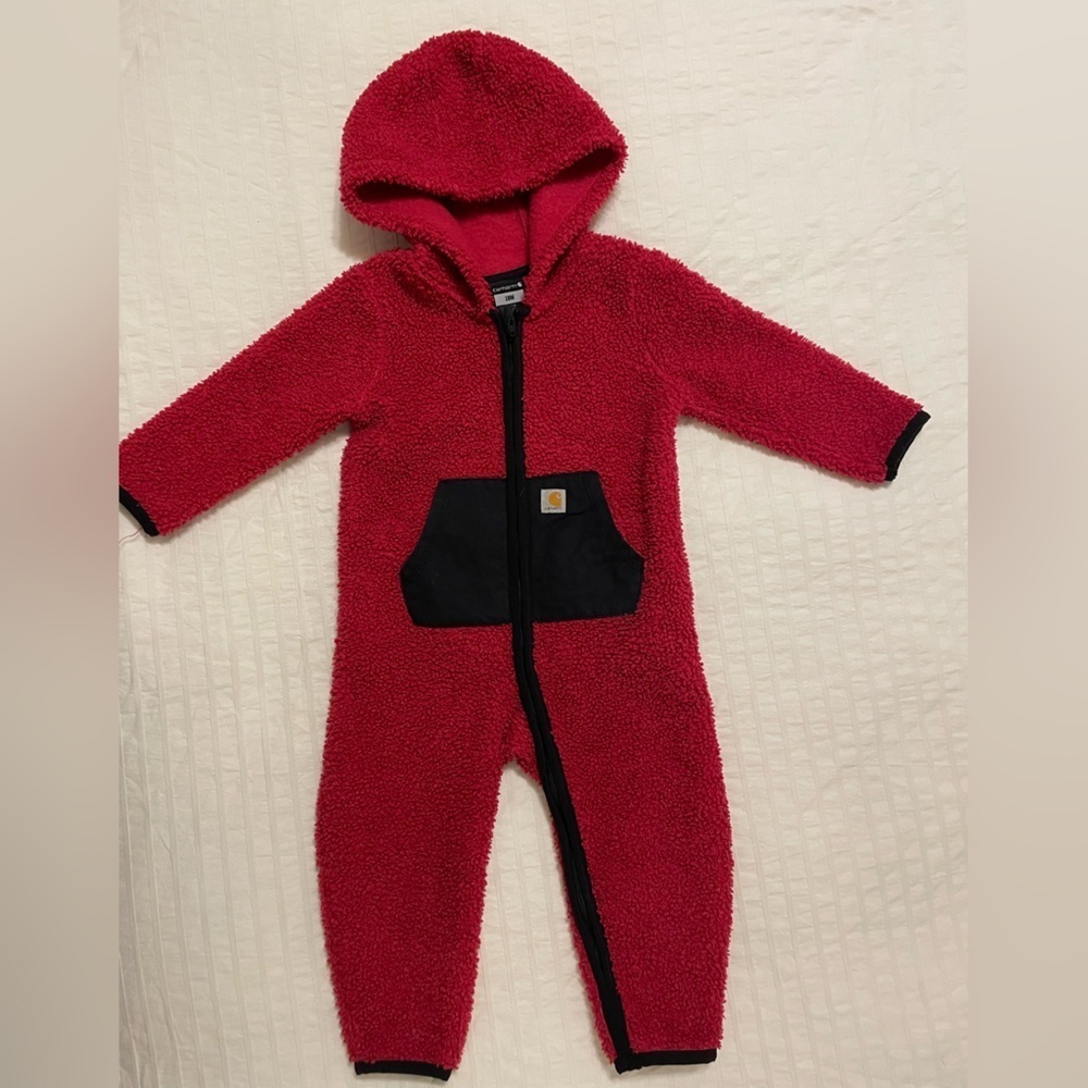 CARHARTT-Fleece Zip-Front Coveralls- size 18 months